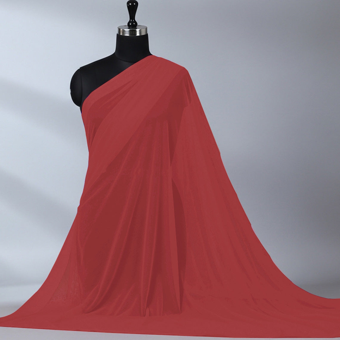 Imported Net Dupatta-Carrot Red