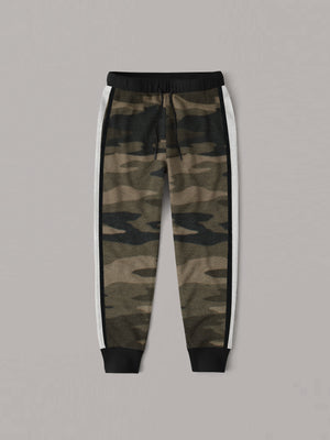 Red Pearl Sports Jersey Jogger Trouser For Kids-Camouflage With Assorted Stripes-SP922