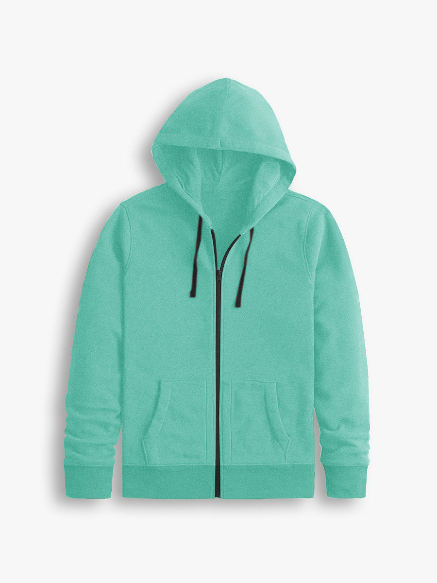 Nyc Polo Fleece Zipper Hoodie For Men-Cyan Green-SP3317