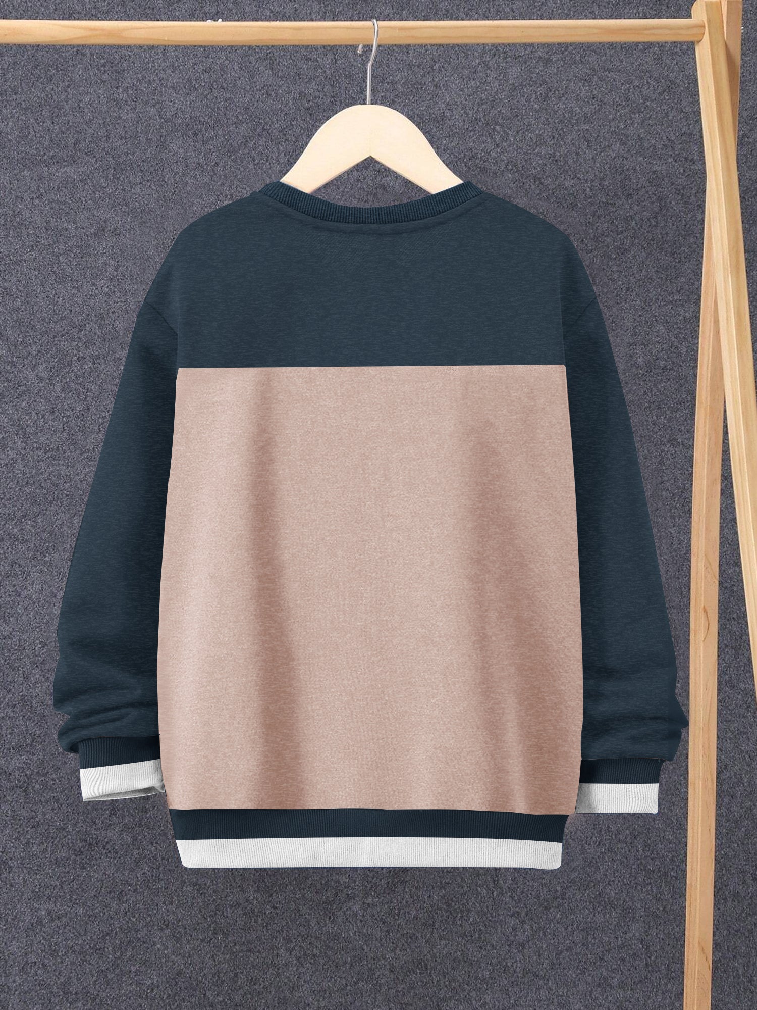Louis Vicaci Fleece Sweatshirt For Kids-Navy & Peach Melange-SP1485/RT2345