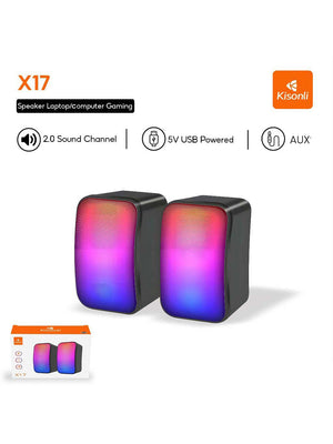 Kisonli X17 Speaker Gaming 2.0 RGB Lights with Volume Control-BE1930/BR14081