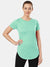 Knight Wear Crew Neck Curved Hem T Shirt For Women-Light Green-BE1448