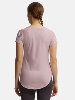 Knight Wear Curved Hem T Shirt For Women-Tea Pink-BE1452