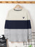 LV Crew Neck Long Sleeve Thermal Tee Shirt For Kids-Off White with Navy & Grey-BE970/BR13217