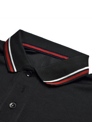 LV Summer Active Wear Polo Shirt For Men-Black with Grey & Red Panels-BE1345/BR13587