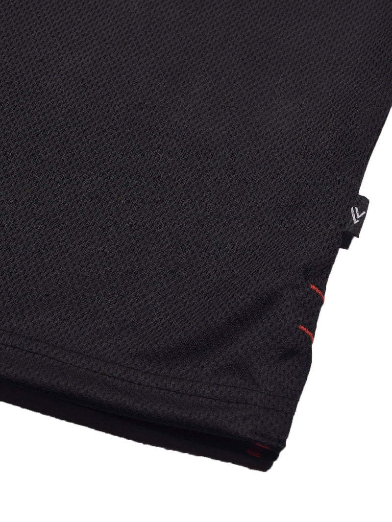 LV Summer Dry Fit Polo Shirt For Men-Black with Red & Blue Panels-BE1344/BR13586