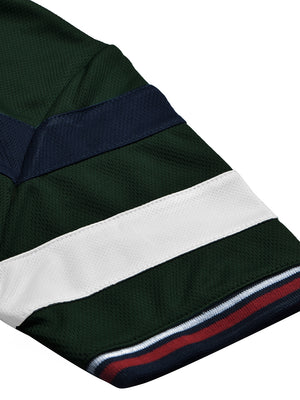 LV Summer Active Wear Polo Shirt For Men-Dark Green with Stripe-BE1563/BR13779