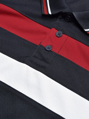 LV Summer Active Wear Polo Shirt For Men-Dark Navy with Red & White Stripe-BE1310/BR13555