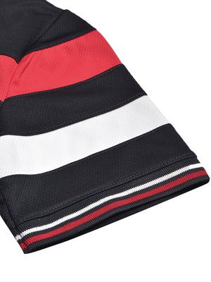 LV Summer Active Wear Polo Shirt For Men-Dark Navy with Red & White Stripe-BE1310/BR13555