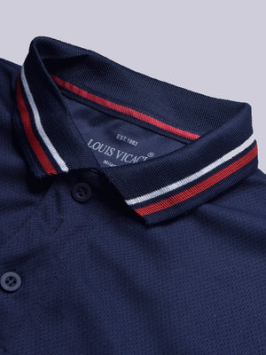 LV Summer Active Wear Polo Shirt For Men-Dark Purple with Navy & White Stripe-BE1696/BR13911