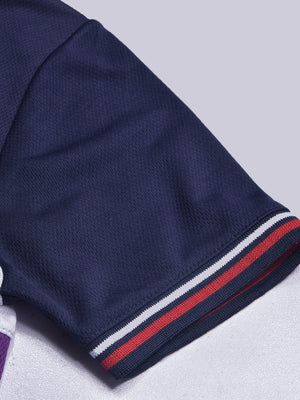 LV Summer Active Wear Polo Shirt For Men-Dark Purple with Navy & White Stripe-BE1696/BR13911