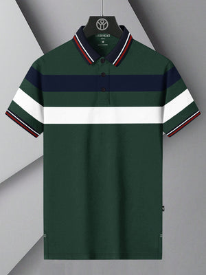 LV Summer Active Wear Polo Shirt For Men-Green with Stripe-BE1564/BR13780