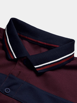 LV Summer Active Wear Polo Shirt For Men-Maroon with Stripe-BE1501/BR13745