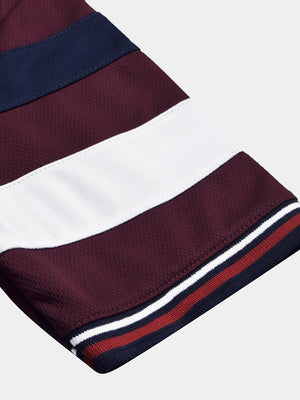 LV Summer Active Wear Polo Shirt For Men-Maroon with Stripe-BE1501/BR13745