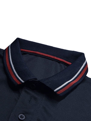 LV Summer Active Wear Polo Shirt For Men-Navy with White & Blue Panels-BE1742/BR13923