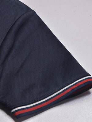 LV Summer Active Wear Polo Shirt For Men-Navy with White & Camel Panels-BE1713/BR13918