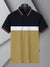 LV Summer Active Wear Polo Shirt For Men-Navy with White & Camel Panels-BE1713/BR13918