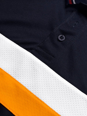 LV Summer Active Wear Polo Shirt For Men-Navy with White & Orange Panels-BE1741/BR13922