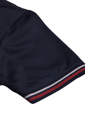 LV Summer Active Wear Polo Shirt For Men-Navy with White & Orange Panels-BE1741/BR13922