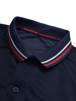 LV Summer Active Wear Polo Shirt For Men-Navy with White & Pink Panels-BE1708/BR13917