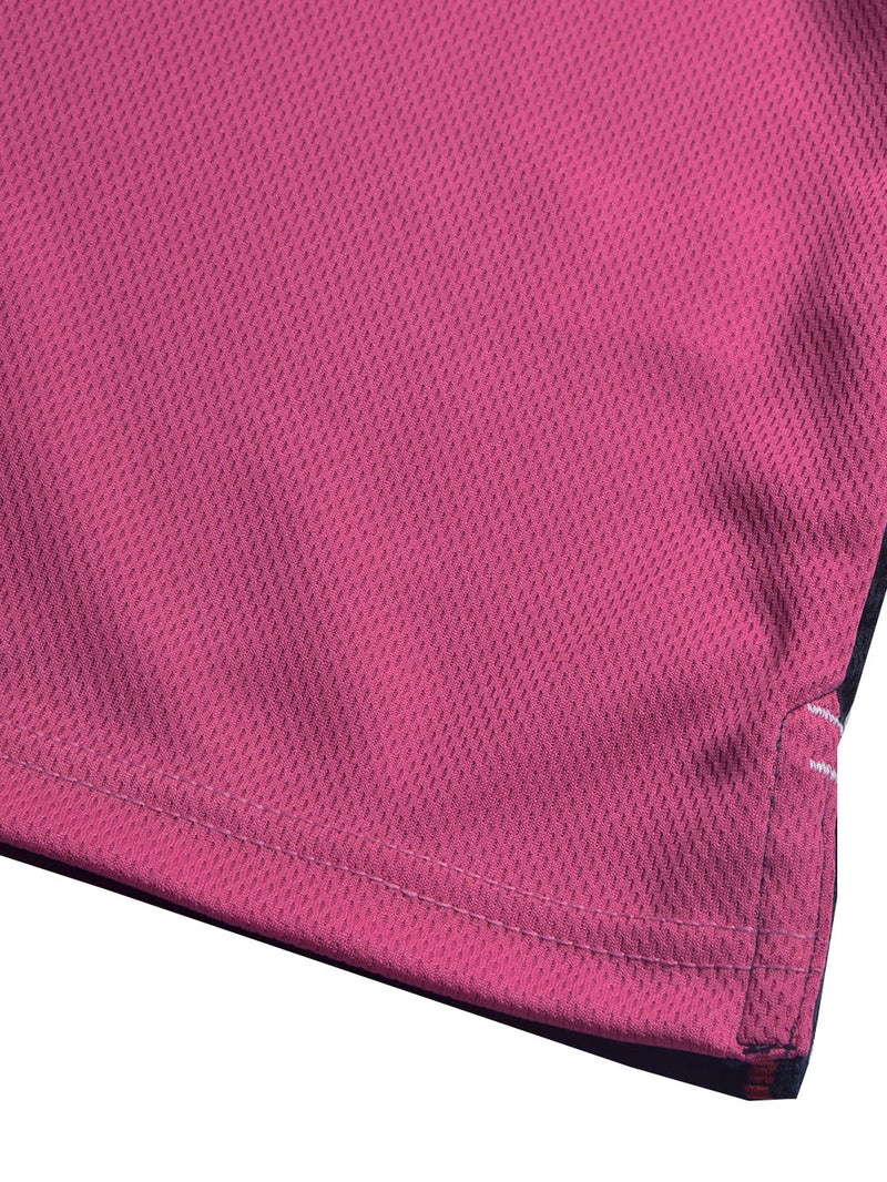 LV Summer Dry Fit Polo Shirt For Men-Navy with White & Pink Panels-BE1708/BR13917