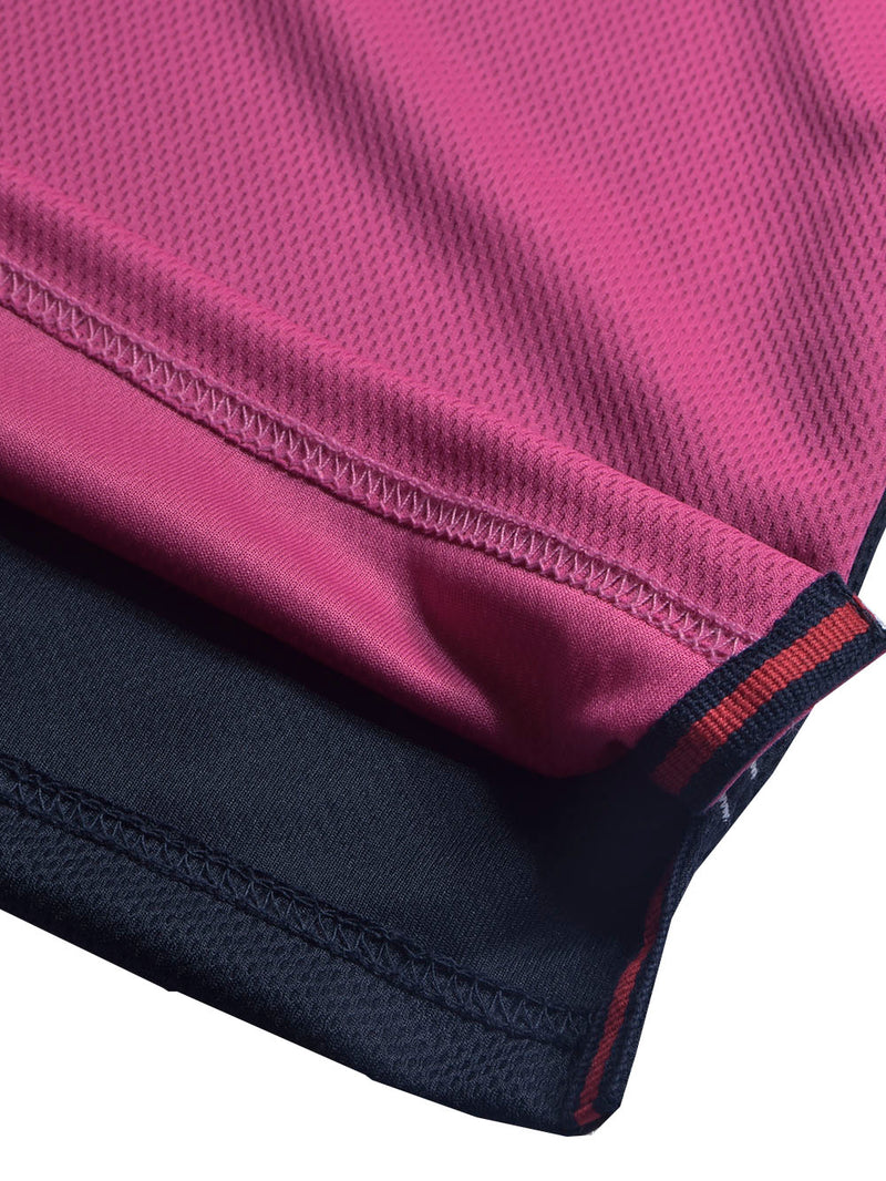 LV Summer Dry Fit Polo Shirt For Men-Navy with White & Pink Panels-BE1708/BR13917
