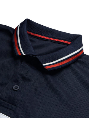 LV Summer Active Wear Polo Shirt For Men-Navy with White & Sky Panel-BE1698/BR13913