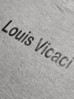 LV Summer Fashion T-Shirt & Lounge Short Suit For Men-Grey Melange with Black Stripe-BE1696/BR13910