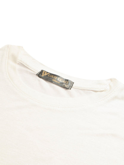 LV Summer Fashion T-Shirt & Lounge Short Suit For Men-Off White with Navy Melange-BR13893