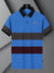 LV Summer Polo Shirt For Men-Blue with Maroon & Dark Grey Panel-BE840