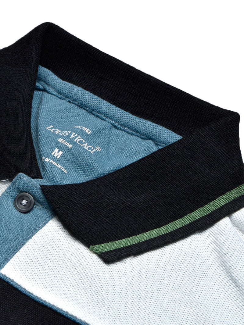 LV Summer Polo Shirt For Men-Bond Blue with White & Black Panel-BE808/BR13049