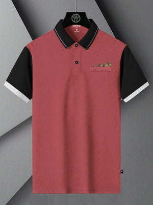 LV Summer Polo Shirt For Men-Carrot Red with Black-BE768/BR13015