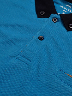 LV Summer Polo Shirt For Men-Cyan Blue with Navy-BE712/BR12965