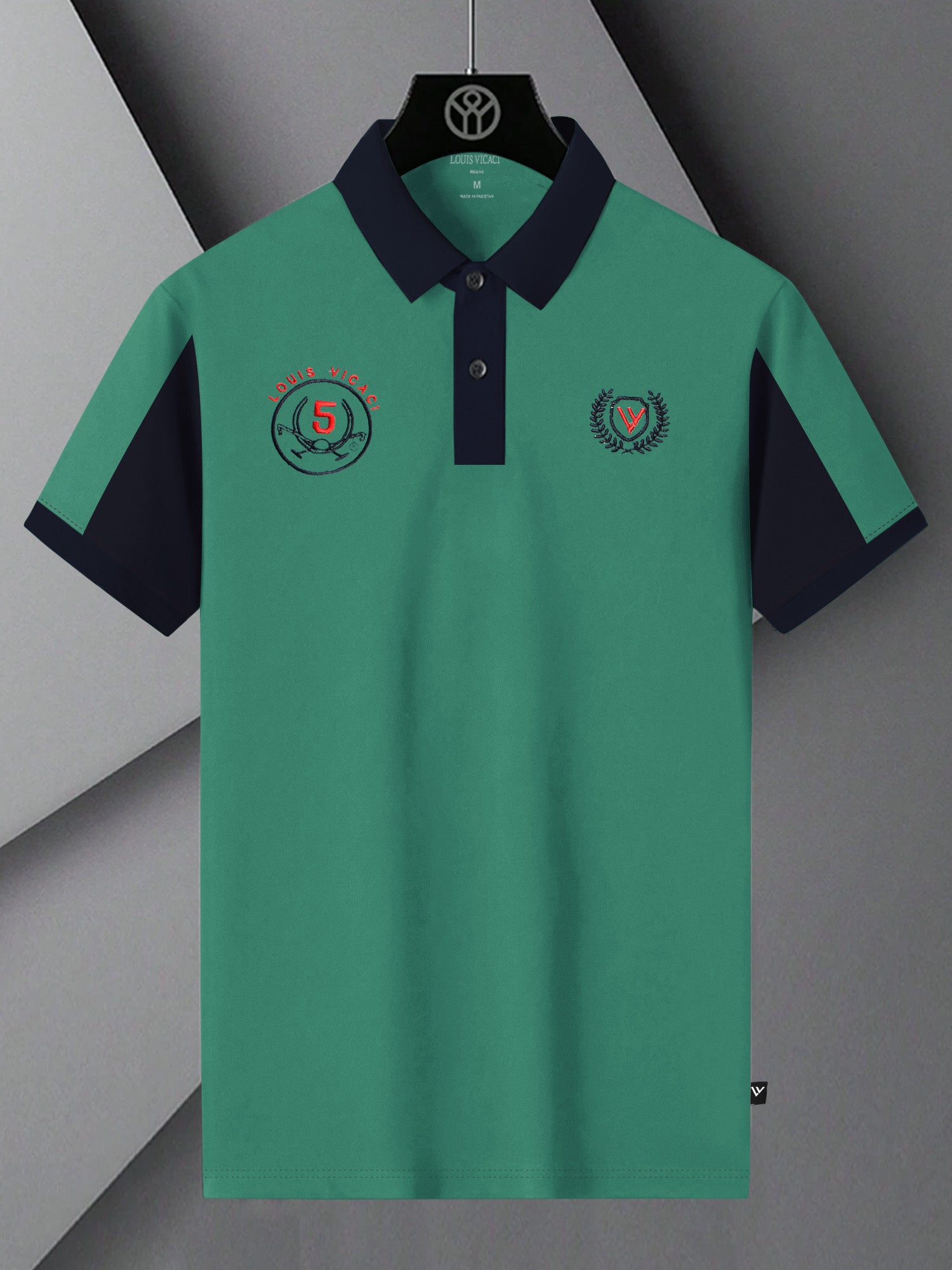 LV Summer Polo Shirt For Men-Cyan Green & Dark Navy-BE858/BR13096