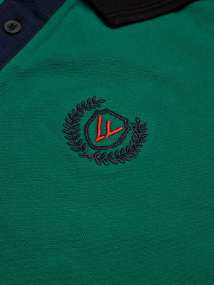 LV Summer Polo Shirt For Men-Dark Cyan Green Melange & Dark Navy-w