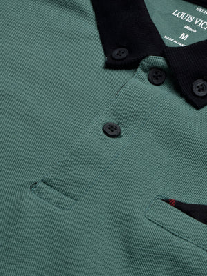 LV Summer Polo Shirt For Men-Dark Green with Black-BE733/BR12984