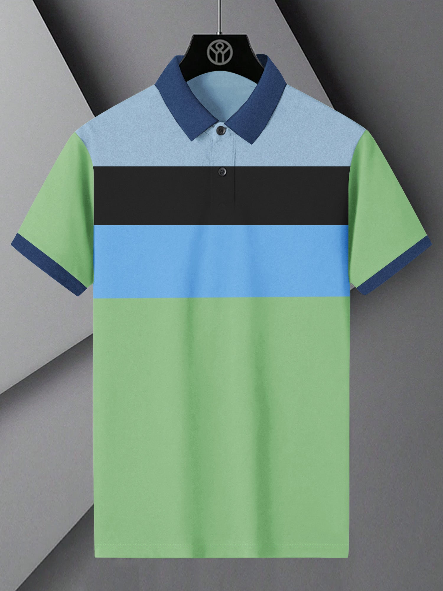 NXT Summer Polo Shirt For Men-Green with Sky & Black-BE797