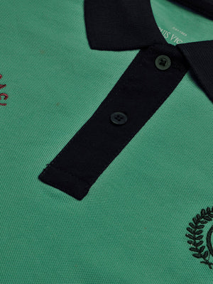 LV Summer Polo Shirt For Men-Light Cyan Green & Dark Navy-BE860