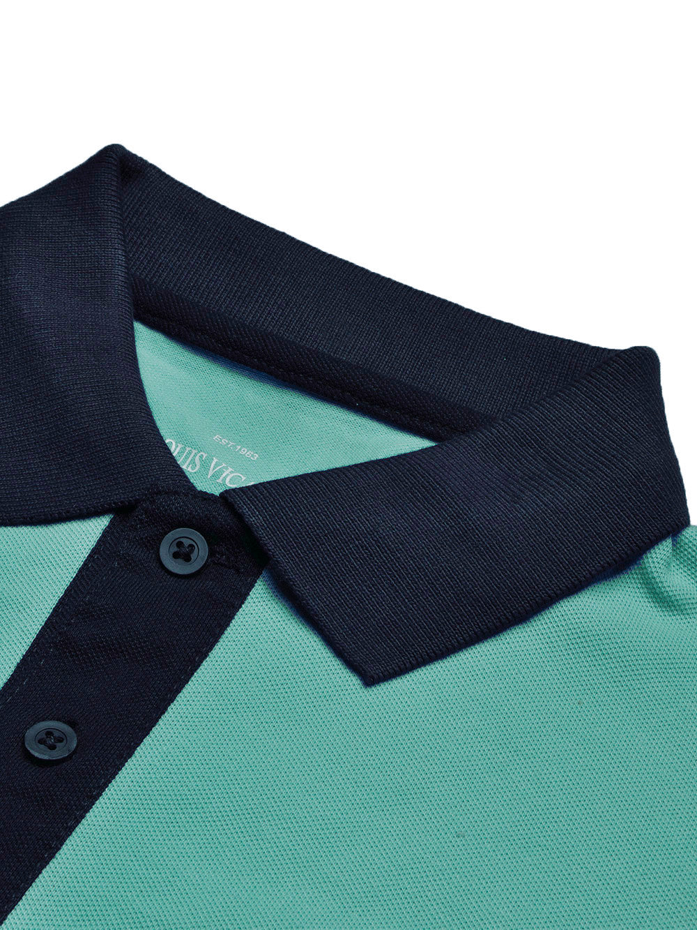 LV Summer Polo Shirt For Men-Light Cyan Green & Dark Navy-BE866