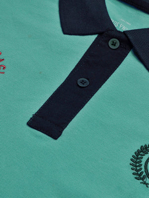 LV Summer Polo Shirt For Men-Light Cyan Green & Dark Navy-BE866