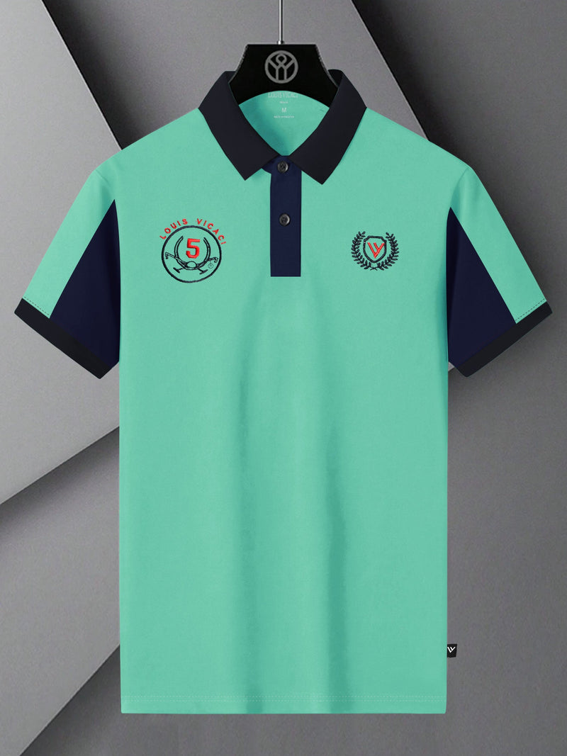 LV Summer Polo Shirt For Men-Light Green & Dark Navy-BE851