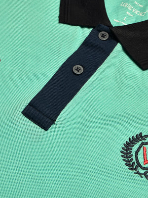 LV Summer Polo Shirt For Men-Light Green & Dark Navy-BE851