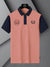 LV Summer Polo Shirt For Men-Light Orange Melange & Dark Navy-BE852