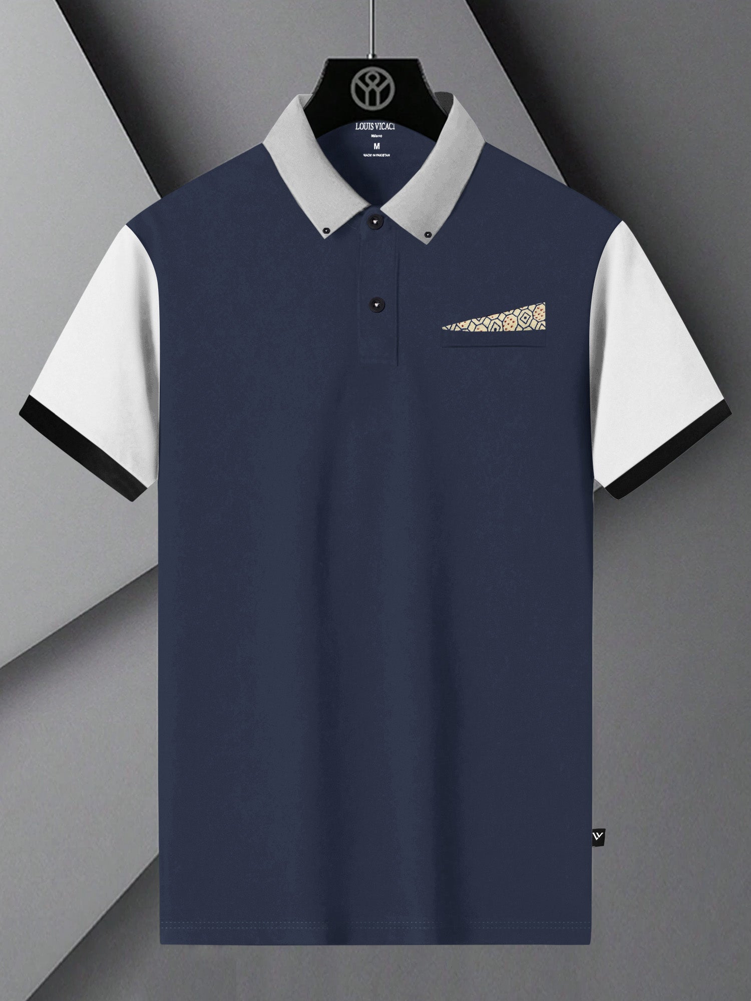 LV Summer Polo Shirt For Men-Navy & White-BE803/BR13044