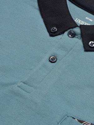 LV Summer Polo Shirt For Men-Ocean Blue with Navy-BE767/BR13014