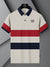 LV Summer Polo Shirt For Men-Off White Melange with Navy & Red Panel-BE870/BR13109