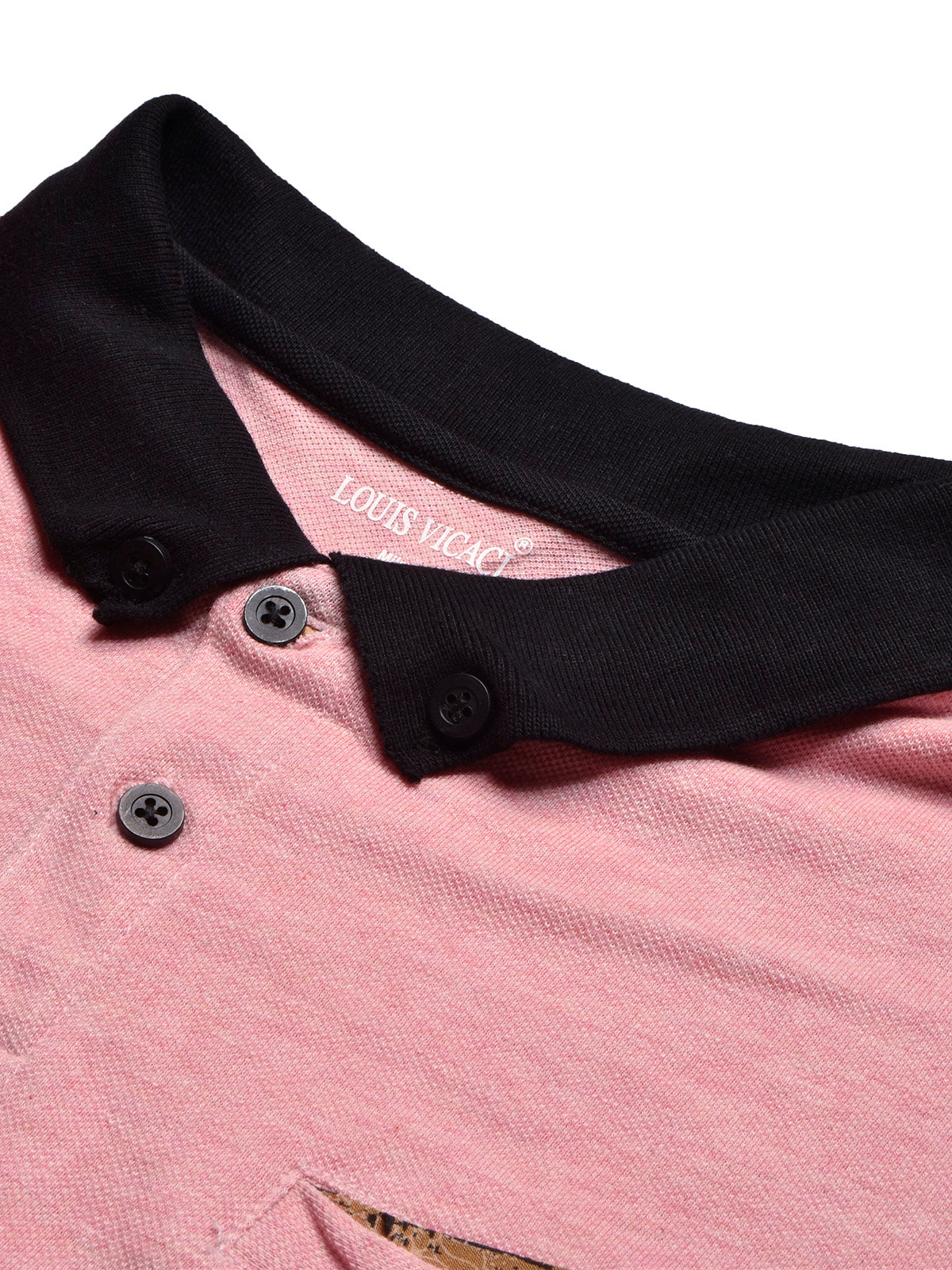 LV Summer Polo Shirt For Men-Pink Melange with Black-BE732/BR12983