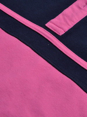 LV Summer Polo Shirt For Men-Pink with Navy & White Panel-BE882