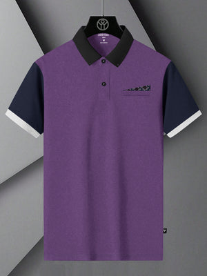 LV Summer Polo Shirt For Men-Purple Blue with Navy-BE773/BR13020