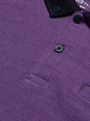 LV Summer Polo Shirt For Men-Purple Blue with Navy-BE773/BR13020